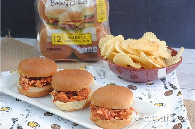 Instant Pot Pulled Chicken Sliders are perfect for game day! 