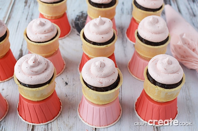 You won't believe how easy it is to make ice cream cone cupcakes with Yippee Cone Cake Bases!