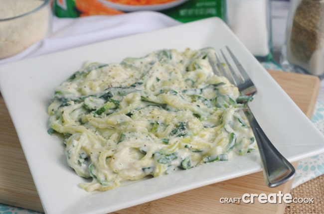 Low carb Keto Alfredo Zoodles are a delicious and easy low carb Keto friendly meal!
