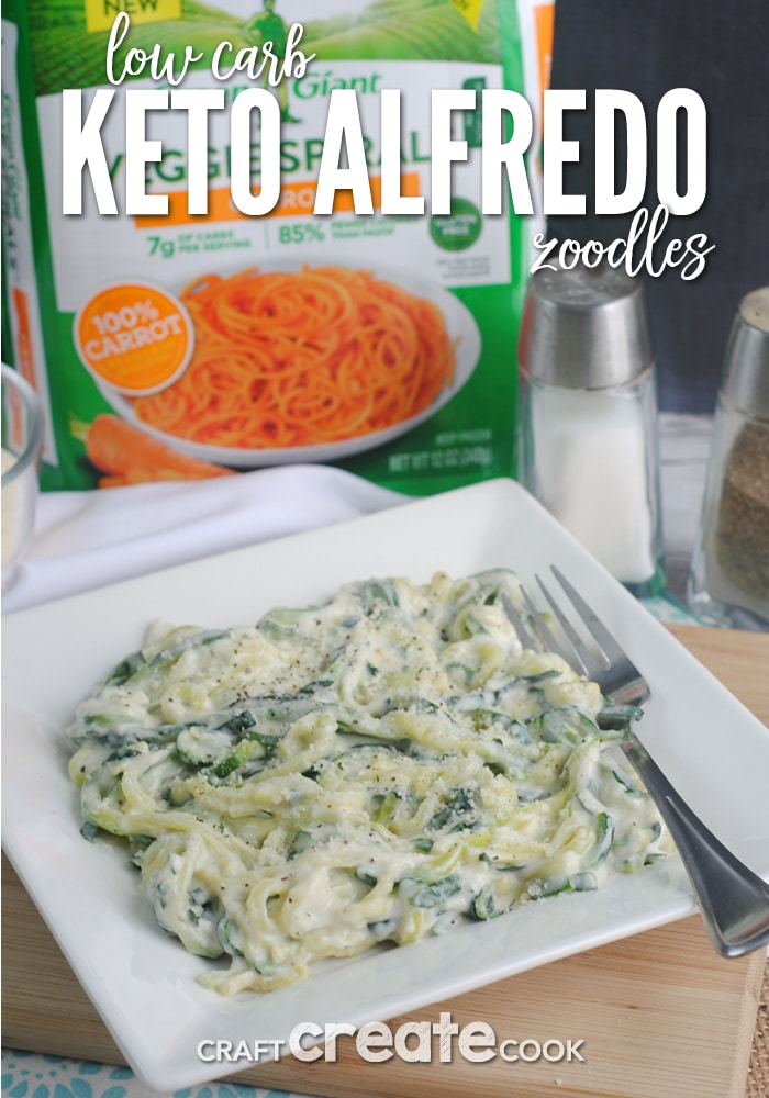 Low carb Keto Alfredo Zoodles are a delicious and easy low carb Keto friendly meal!