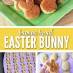 Perfect for lunch boxes or Sunday brunch, Easter bunny banana bread uses a traditional bread recipe in a cute pan!