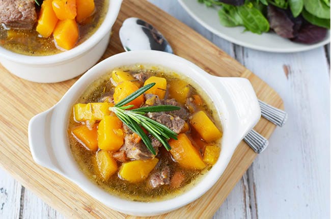 Our wholesome Instant Pot Beef and Squash Stew recipe is BURSTING with flavor and ready in a snap!