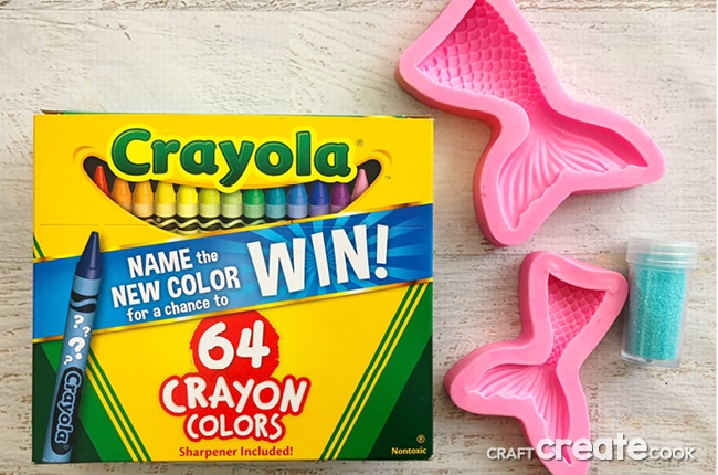 These Mermaid Tail Crayons are the perfect glittery art supply to make drawing more fun.