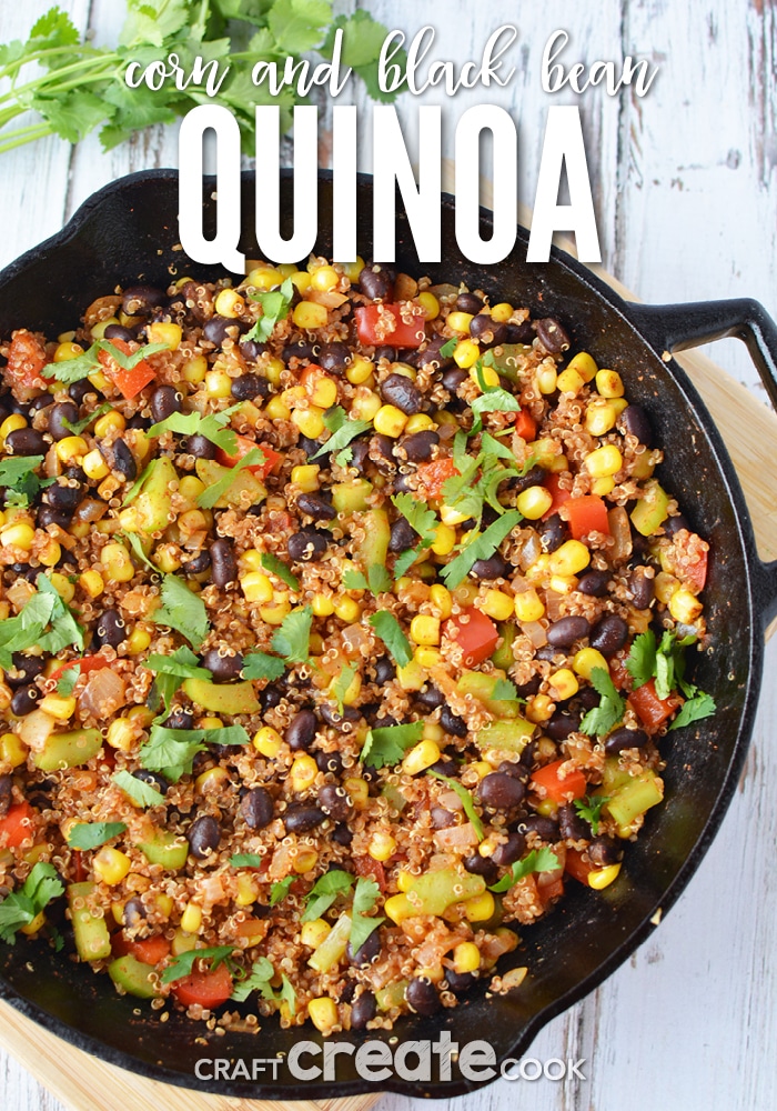 This corn and black bean quinoa recipe makes an excellent side dish or meatless Monday meal solution.
