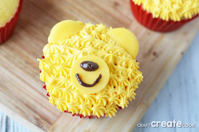 Inspired by the movie Christopher Robin, these Winnie the Pooh cupcakes are easy to make with the whole family.