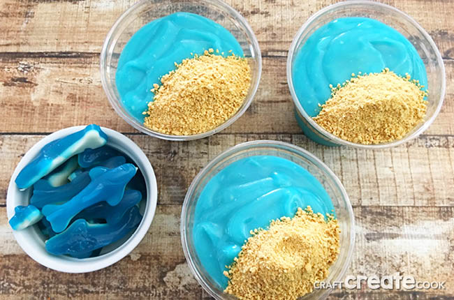 To start off Shark Week, You'll want to make these fun and yummy Shark Pudding Cups. 