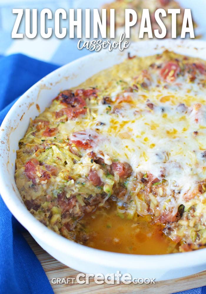 This zucchini pasta casserole recipe is full of flavor and easy to put together!