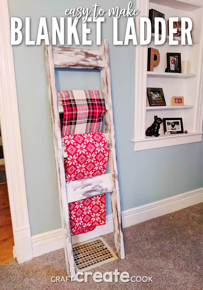 Learn how to Make a DIY Blanket Ladder for under $15 and your friends will think you bought it.