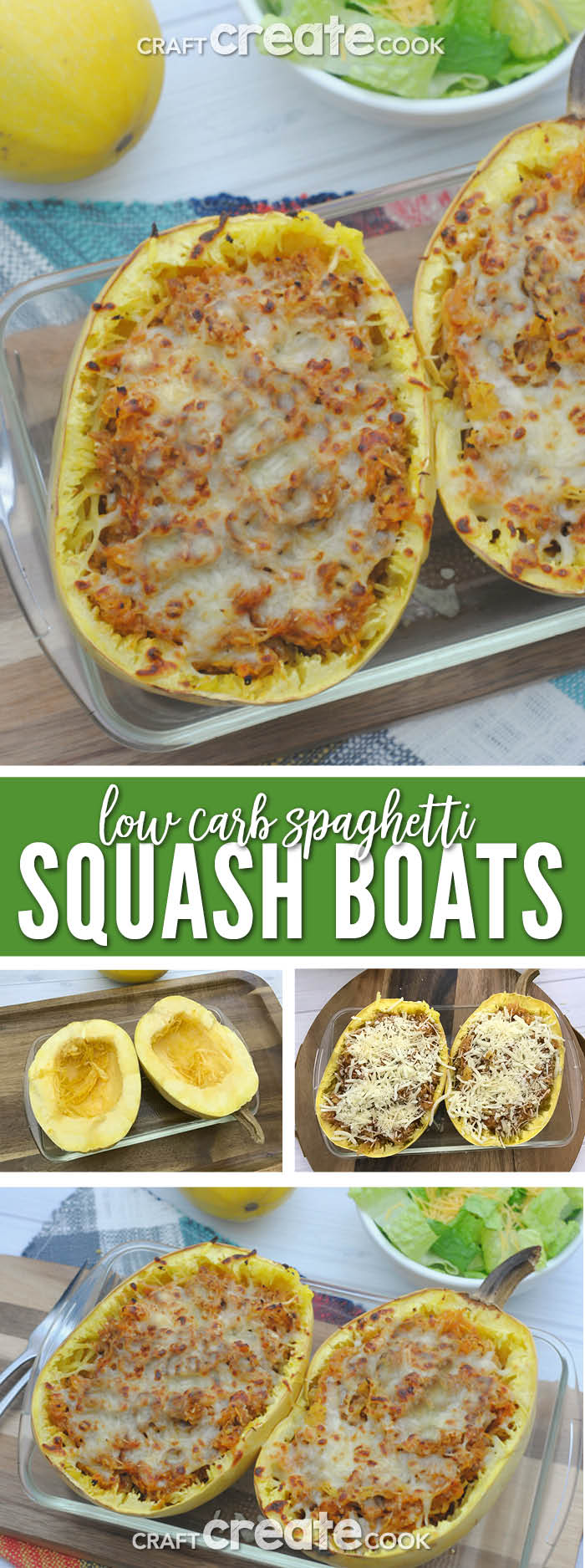 Low Carb Spaghetti Squash Boats - Craft Create Cook