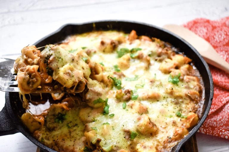 Cheesy Baked Tortellini Skillet Casserole