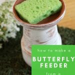 White flower pot butterfly planter with green sponge