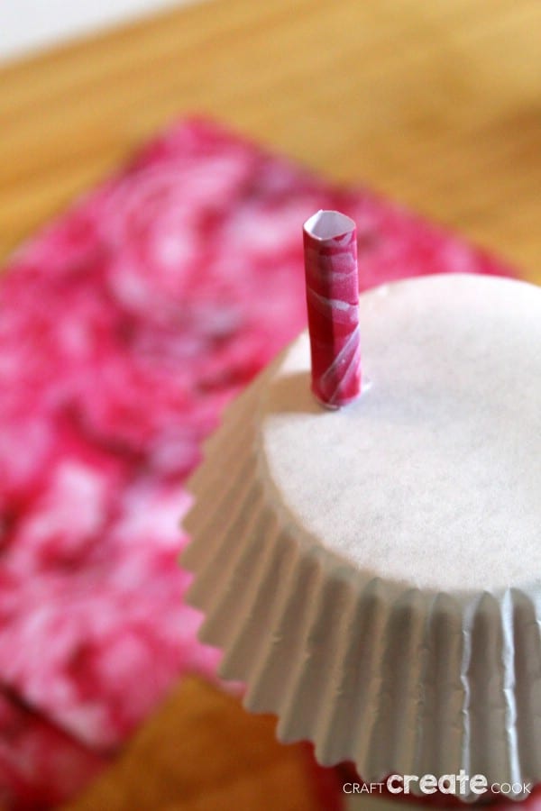 White cupcake liner fairy house roof