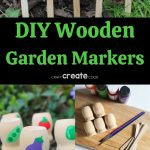 Wooden garden markers collage