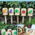 Wooden garden markers collage