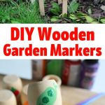 Wooden garden markers collage