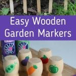 Wooden garden markers collage