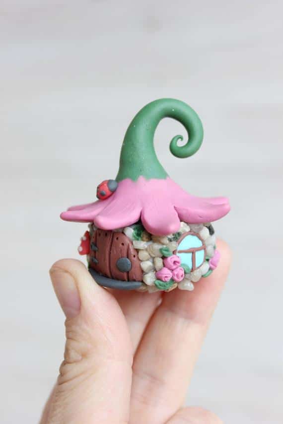 Fairy House, mini Fairy house, polymer clay house, Handmade Miniature Fairy House