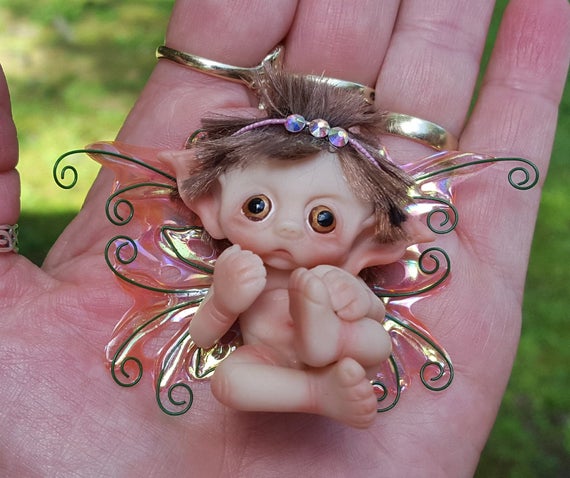 Made To Order, Polymer Clay, Miniature, Baby, Fairy, Handmade, Doll, Sculpted, Art, Fantasy Baby, Original, OOAK,