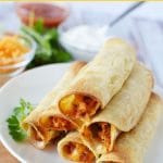 Air fryer chicken taquitos collage