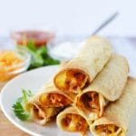 Air fryer chicken taquitos collage