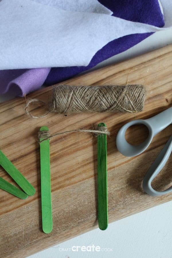 Attaching line to craft sticks