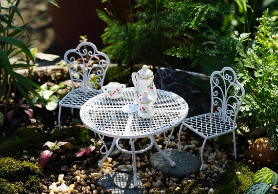 A Set of 6pcs Fairy Garden Accessories Miniature Chairs Table | Etsy