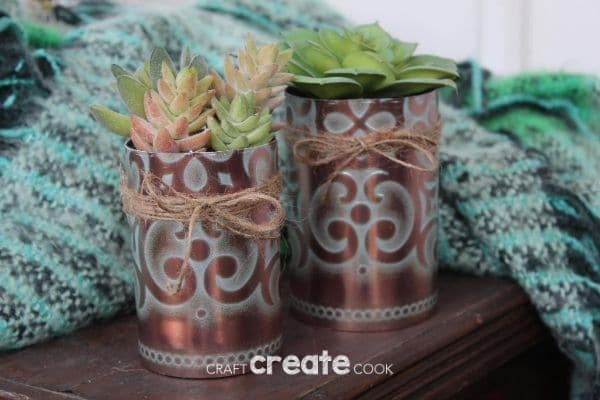 Succulents in copper planters