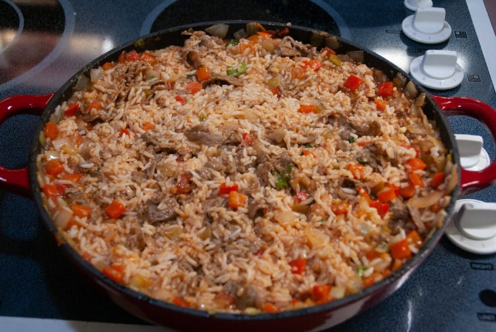 Rice in skillet