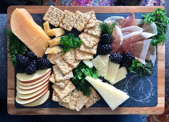 Personalized Slate & Wood Charcuterie Board Cutting Board | Etsy