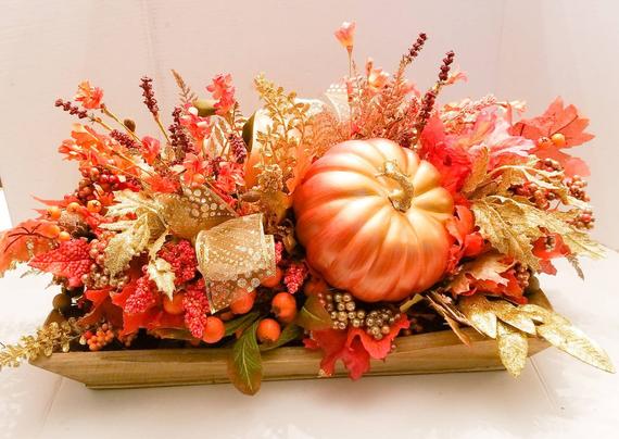 Fall Floral Arrangement Fall Centerpiece Pumpkin Decor Fall | Etsy