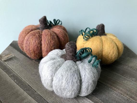 Felted Wool Pumpkins Needle Felted Fall Home Decor | Etsy