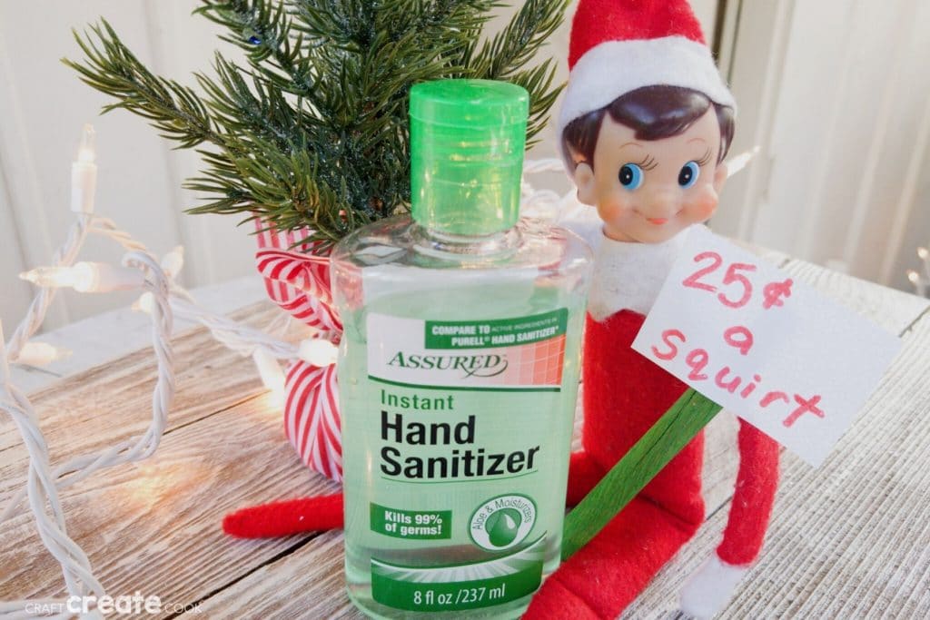 Elf with hand sanitizer