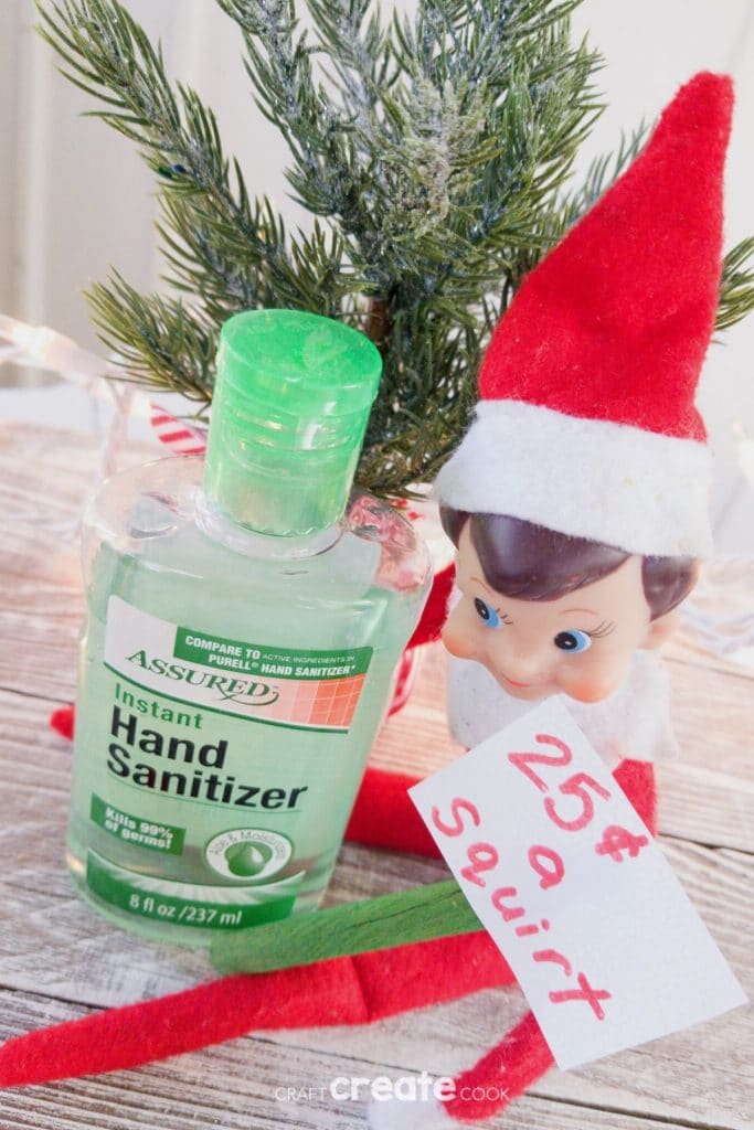 Elf with hand sanitizer