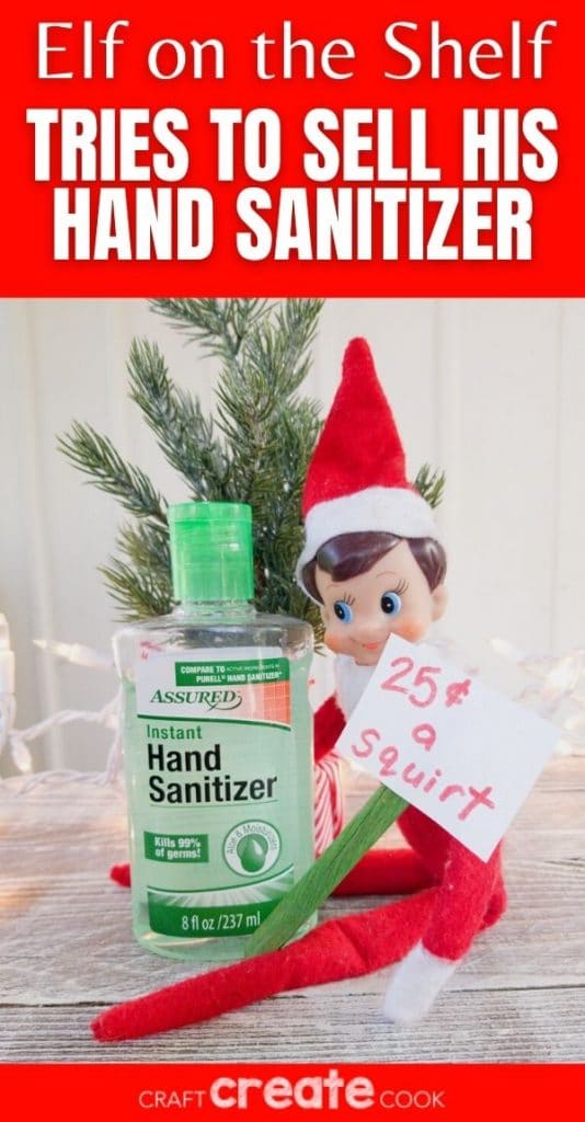 Elf with hand sanitizer