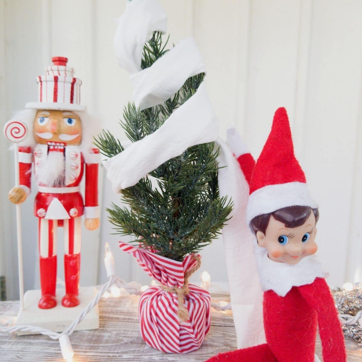 Elf on the shelf with toilte paper tree