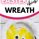 White wreath with yellow feather chicken in center