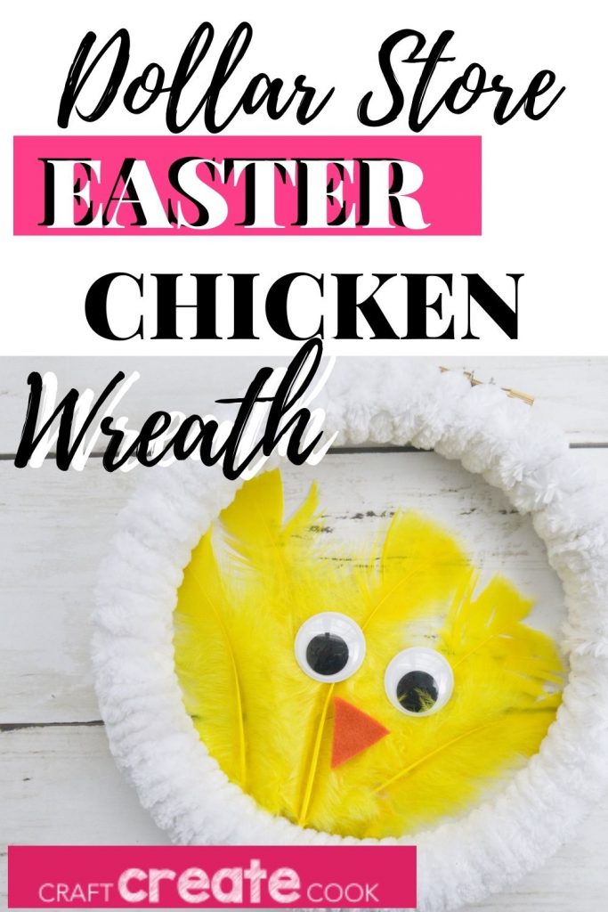 White wreath with yellow feather chicken in center