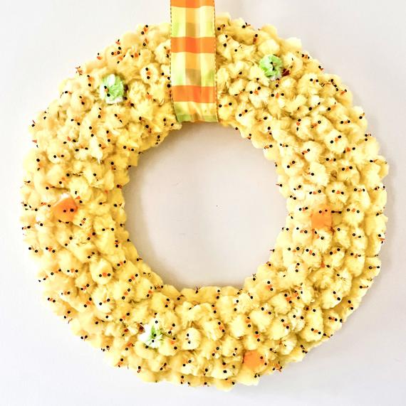 Yellow Chick Wreath Easter Wreath Easter Decor Chenille | Etsy