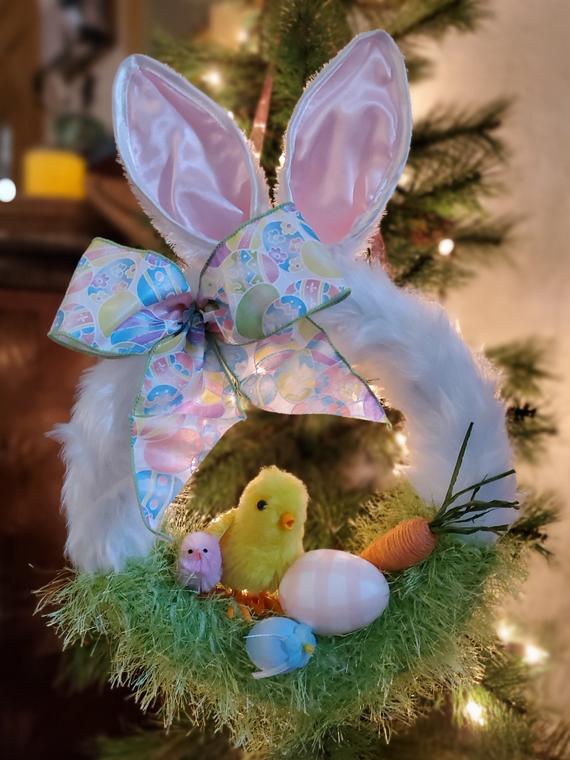 Easter Bunny Chick Wreath | Etsy