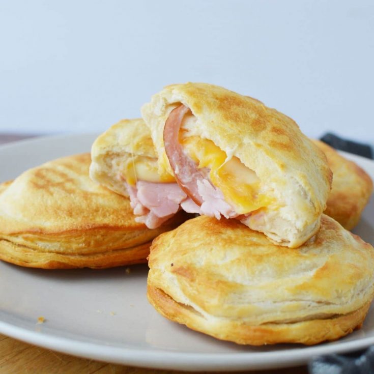 Biscuit sandwiches on white plate